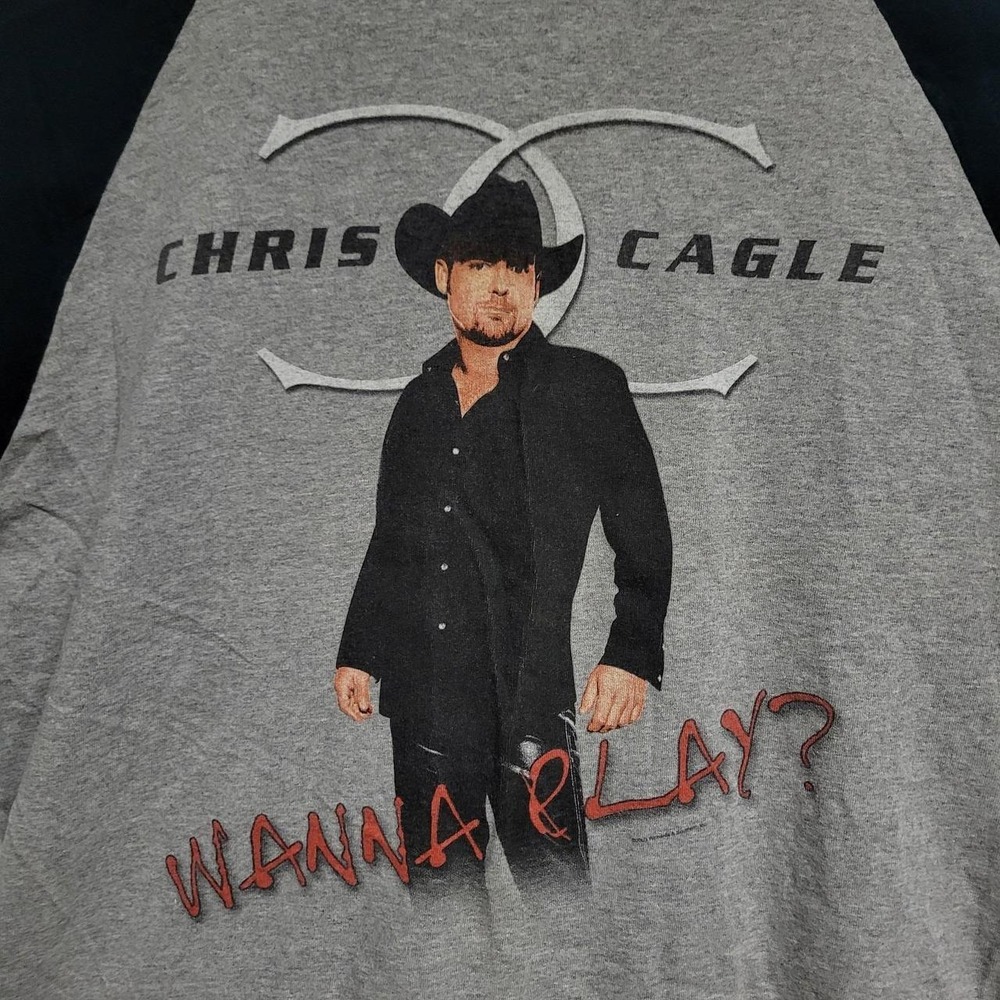 Vintage Chris Cagle Wanna Play? Raglan Long Sleeve T-Shirt Large Anvil Tour